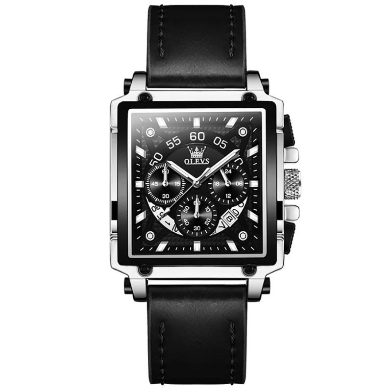 Montre chronographe à cadran carré fashion