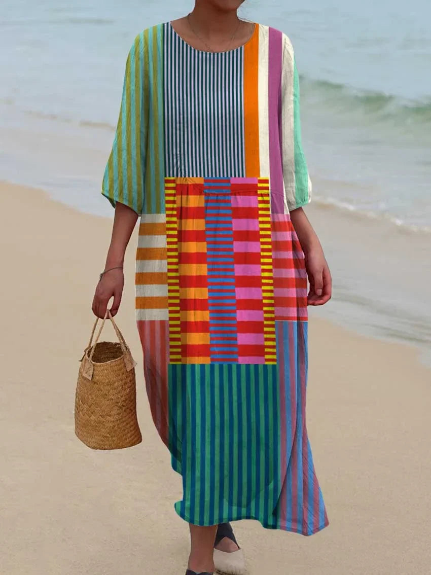 Chelo - Robe vintage avec imprimé artistique