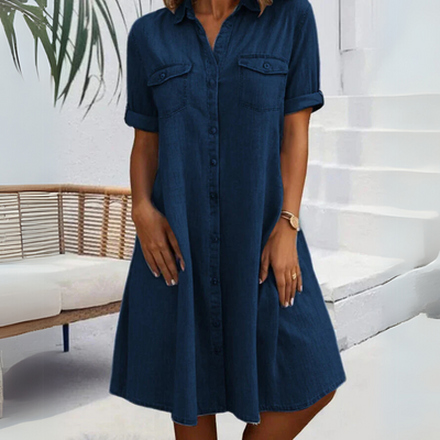 Jill | Robe Mini en Jean avec Poches Latérales