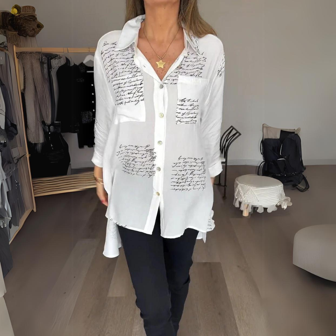Carla™ | Chemise Boutonnée Écrite à la Main