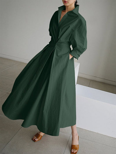 Clemence | Robe Midi Élégante avec Fermeture Boutonnée