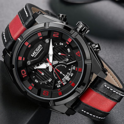 Montre Chronographe Sport Militaire en Cuir de Luxe