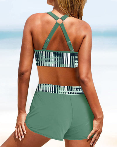 Janette - Bikini à Rayures Taille Haute