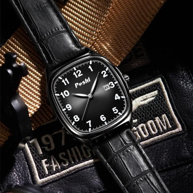 Montre à Quartz avec Bracelet en Cuir de Mode