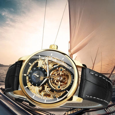 Montre automatique squelette phase de lune