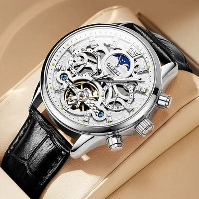 Montre Automatique Mécanique avec Bracelet en Cuir