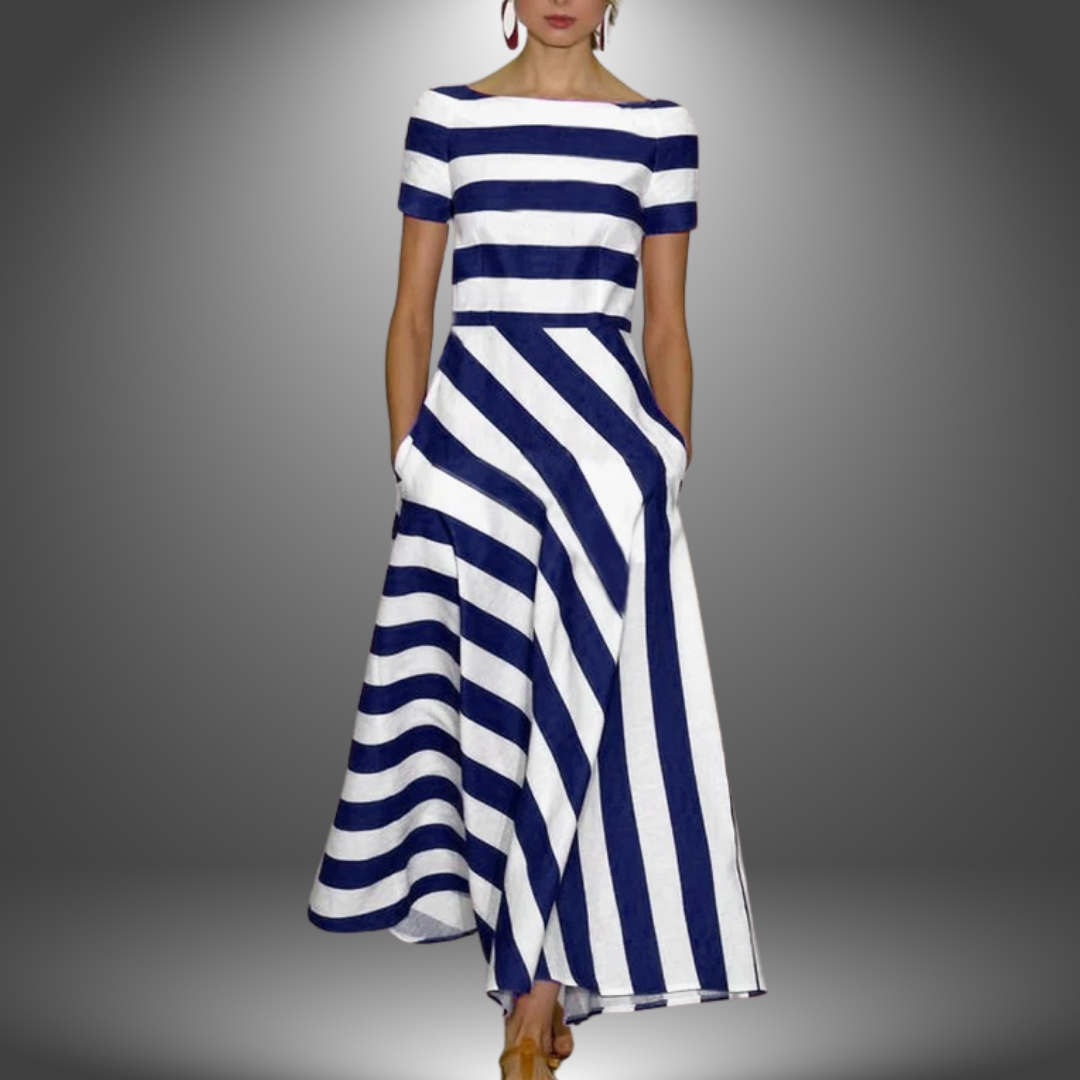 Malene | Robe maxi rayée avec ligne A