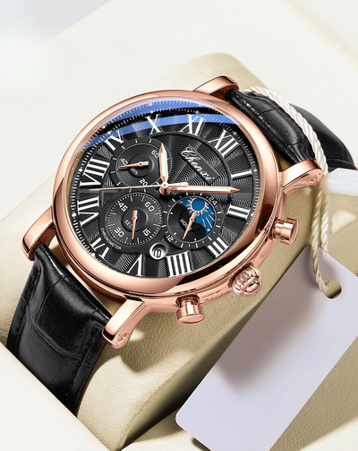 Montre Quartz avec Bracelet en Cuir de Luxe
