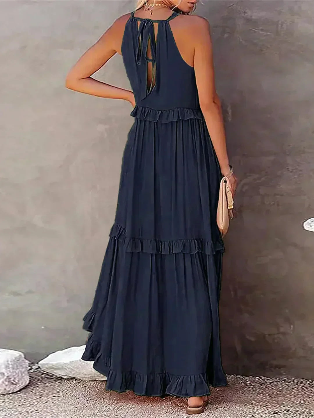 Sarah | Robe Maxi Volante Halter (Quasi épuisé)
