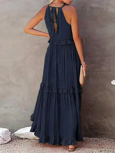Sarah | Robe Maxi Volante Halter (Quasi épuisé)
