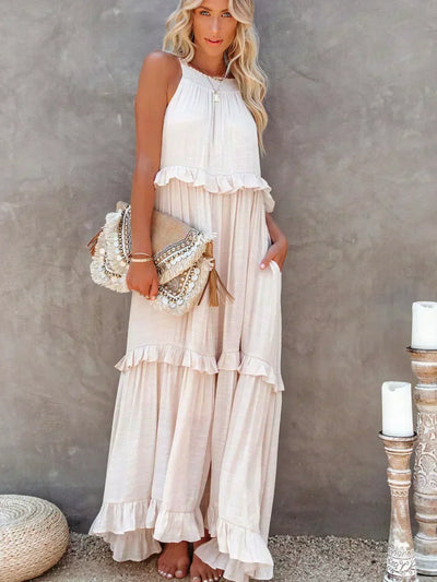 Sarah | Robe Maxi Volante Halter (Quasi épuisé)