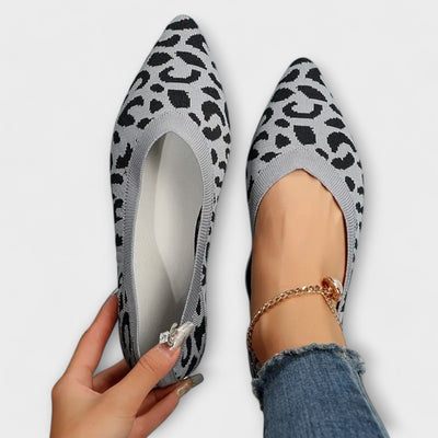 Ballerines en dentelle imprimée léopard