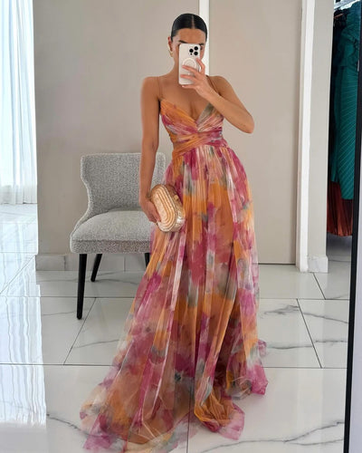 Arabel - Magnifique maxivestido avec imprimé floral