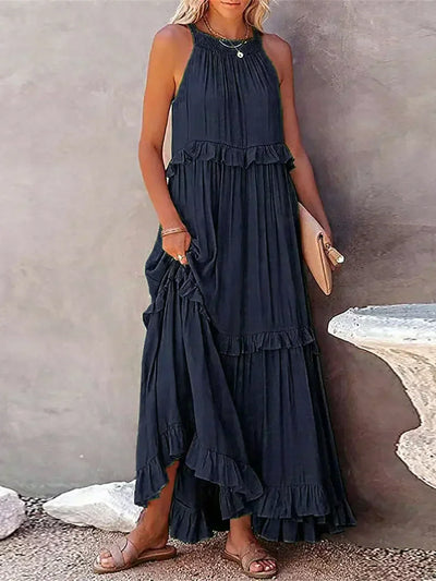 Sarah | Robe Maxi Volante Halter (Quasi épuisé)