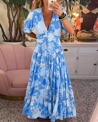 Catrisa™ | Robe à poches avec imprimé floral et décolleté en V