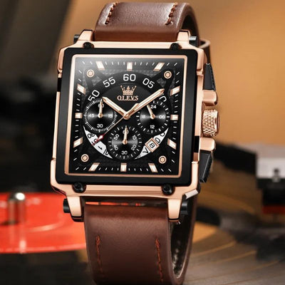 Montre chronographe à cadran carré fashion