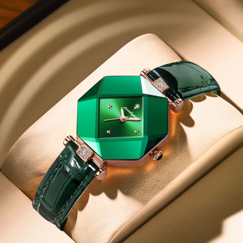 Montre de Luxe en Quartz avec Diamant Vert