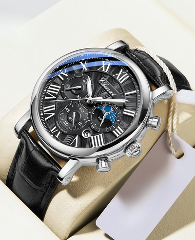 Montre Quartz avec Bracelet en Cuir de Luxe