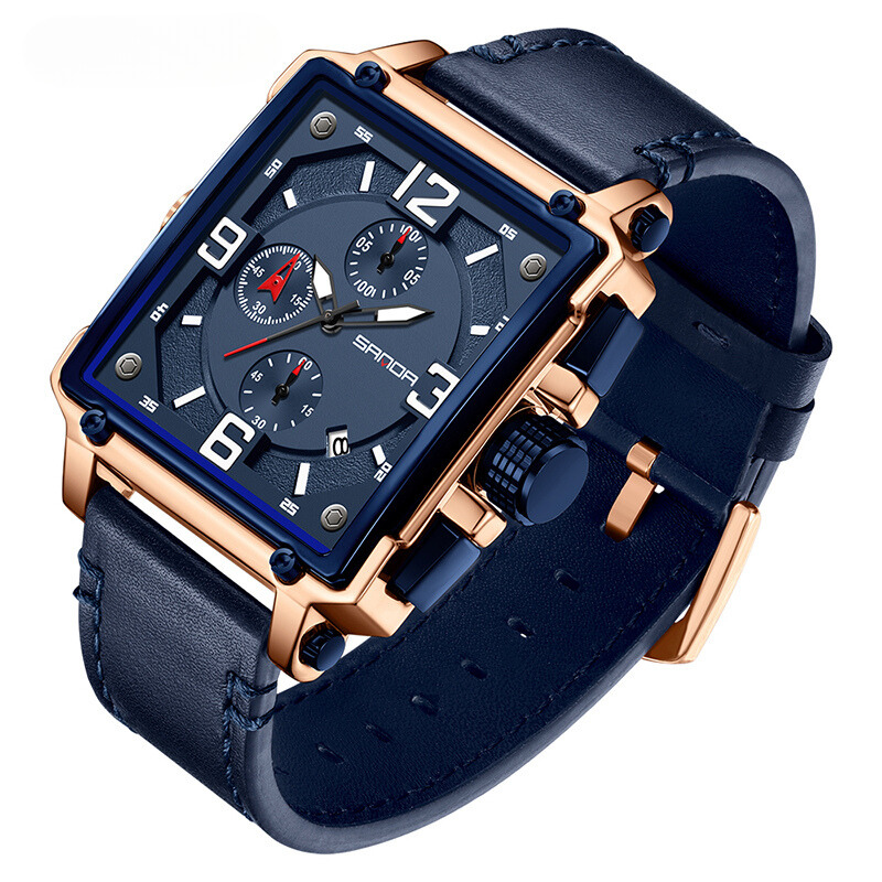 Montre tactique en cuir pour hommes avec quartz