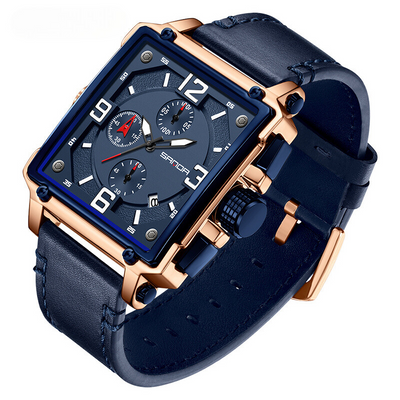 Montre tactique en cuir pour hommes avec quartz