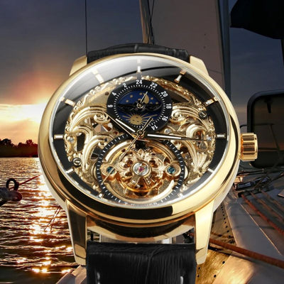 Montre automatique squelette phase de lune