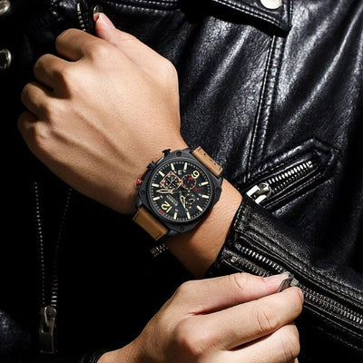 Montre-bracelet en cuir d'affaires à quartz