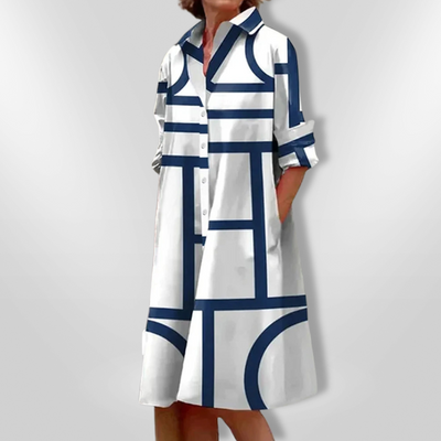 Estelle | Robe Bouton Géométrique Élégante