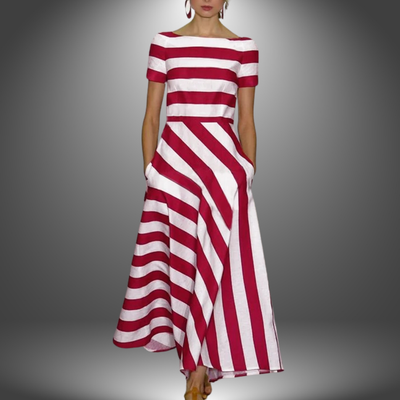 Malene | Robe maxi rayée avec ligne A
