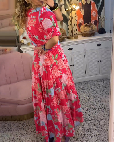 Catrisa™ | Robe à poches avec imprimé floral et décolleté en V