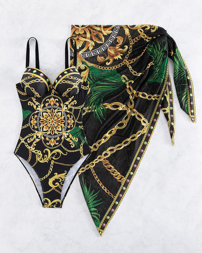 Darius – Monokini avec effet push-up et jupe de plage assortie