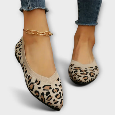 Ballerines en dentelle imprimée léopard