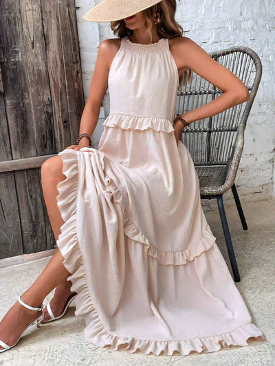 Sarah | Robe Maxi Volante Halter (Quasi épuisé)
