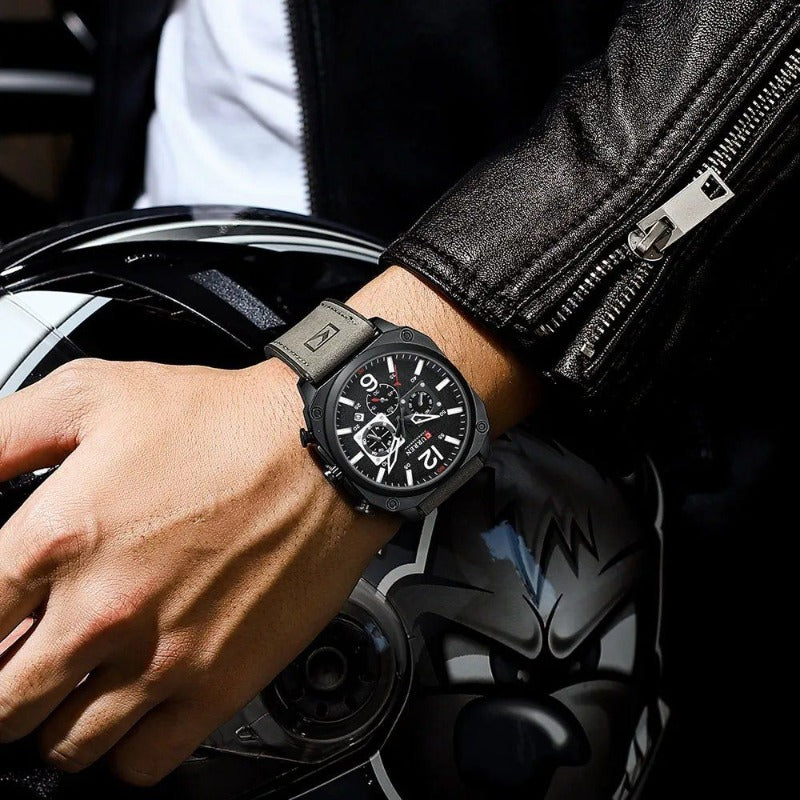 Montre-bracelet en cuir d'affaires à quartz