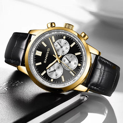 Montre Quartz en Cuir Militaire Sportive Décontractée pour Homme