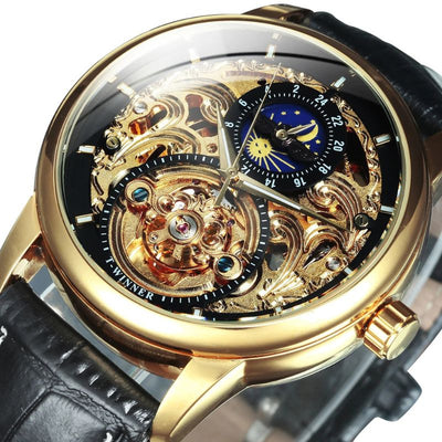 Montre automatique squelette phase de lune