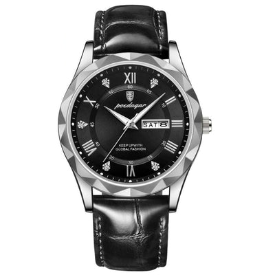 Montre à Quartz avec Bracelet en Cuir de Luxe