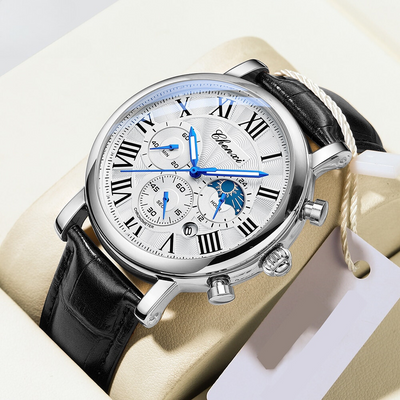Montre Quartz avec Bracelet en Cuir de Luxe