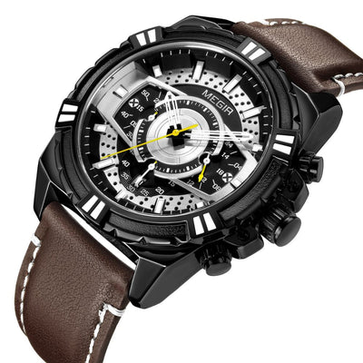 Montre de Sport Militaire Chronographe Quartz de Luxe en Cuir