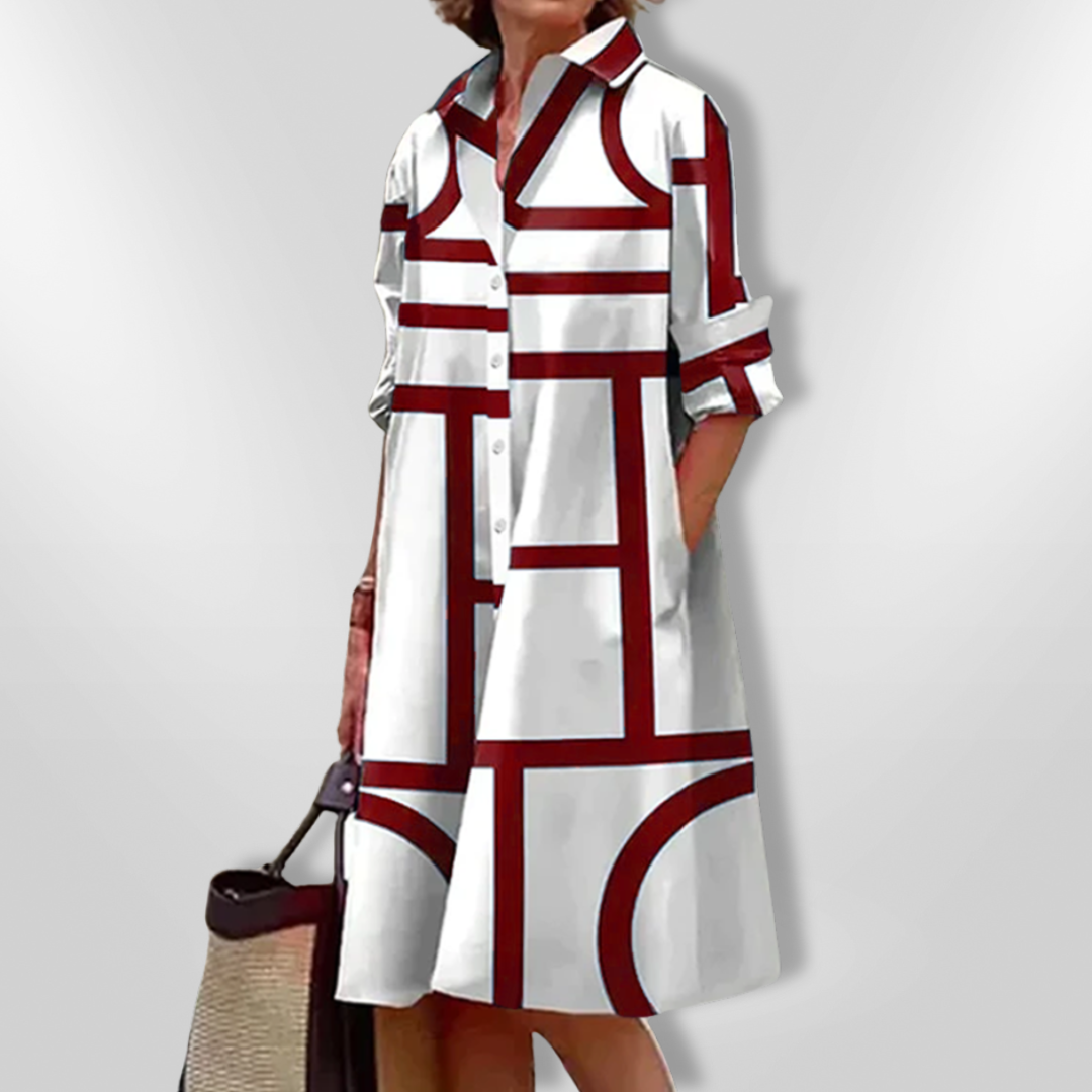 Estelle | Robe Bouton Géométrique Élégante