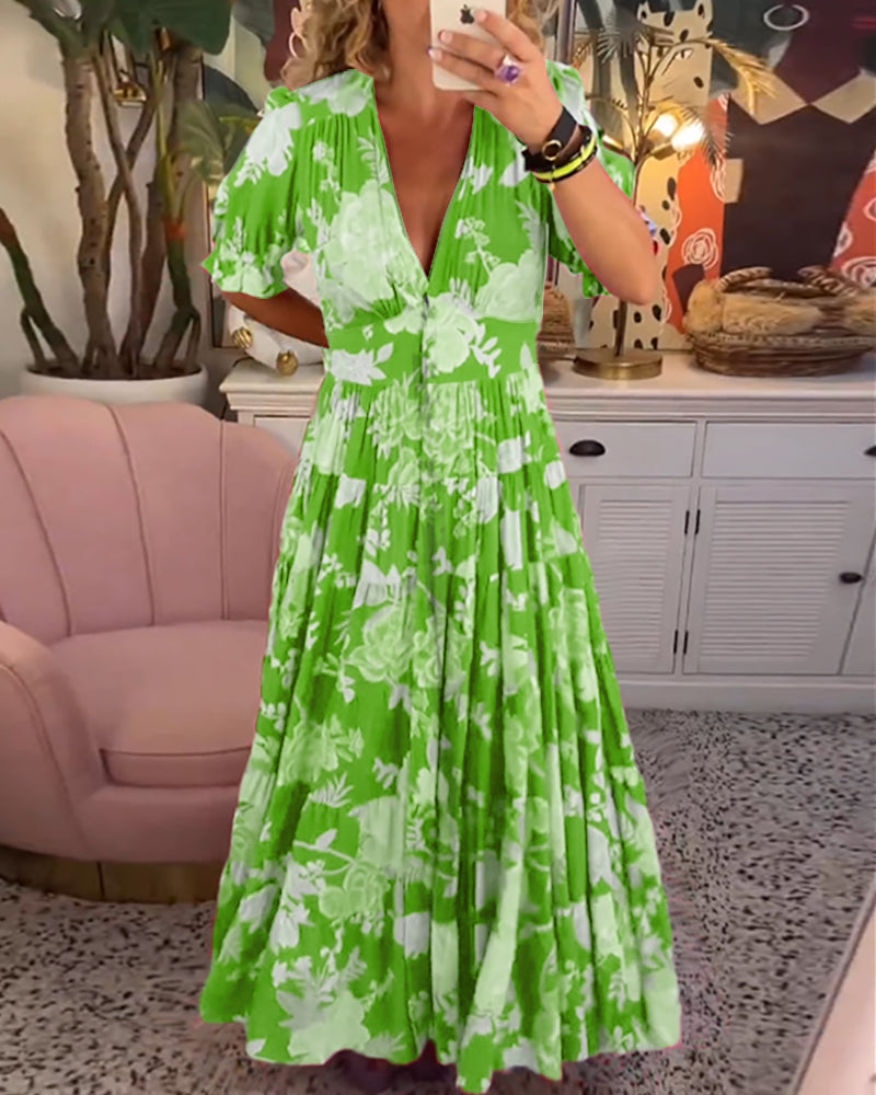 Catrisa™ | Robe à poches avec imprimé floral et décolleté en V