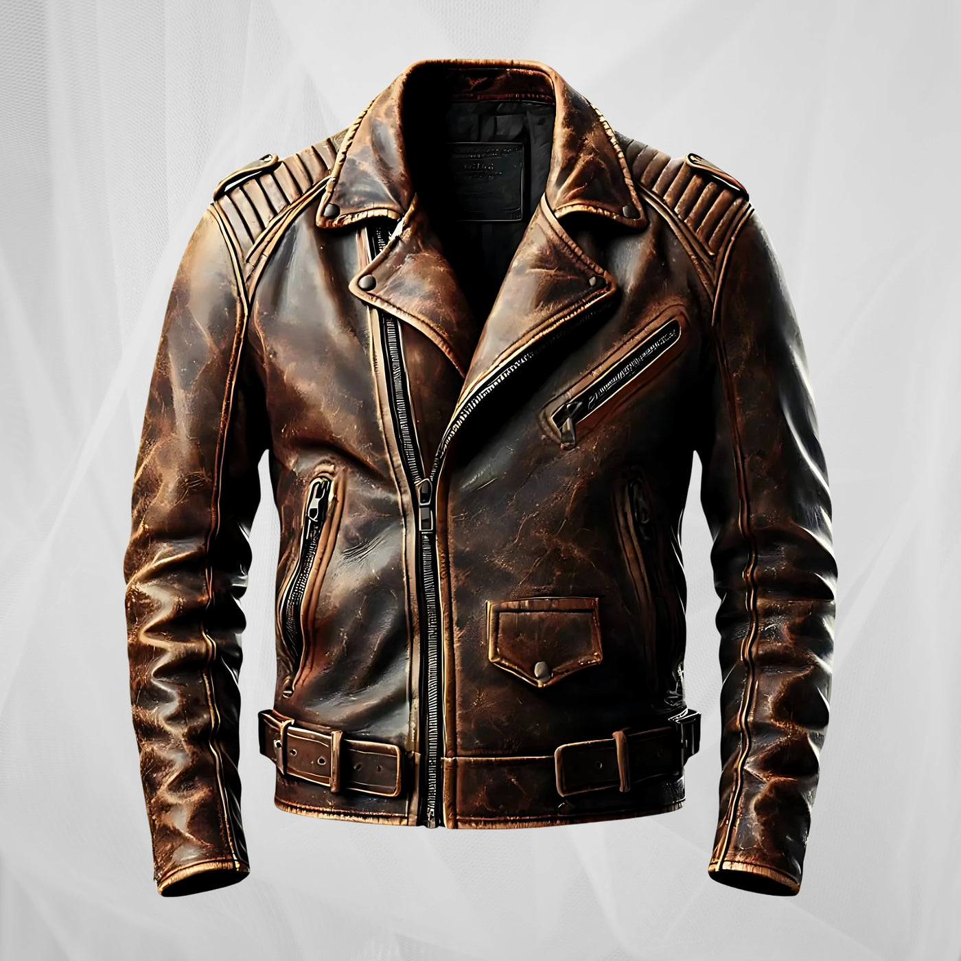 Veste de moto vintage marron avec caractère