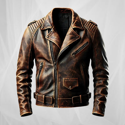 Veste de moto vintage marron avec caractère