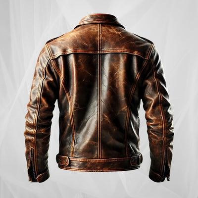 Veste de moto vintage marron avec caractère