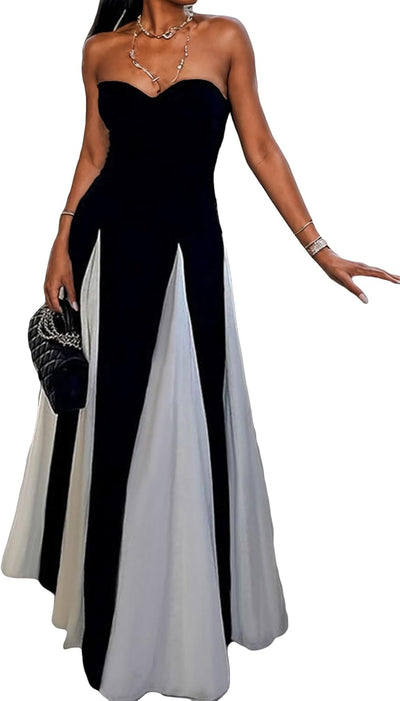 Amelia | Robe Maxi de Contraste Élégante