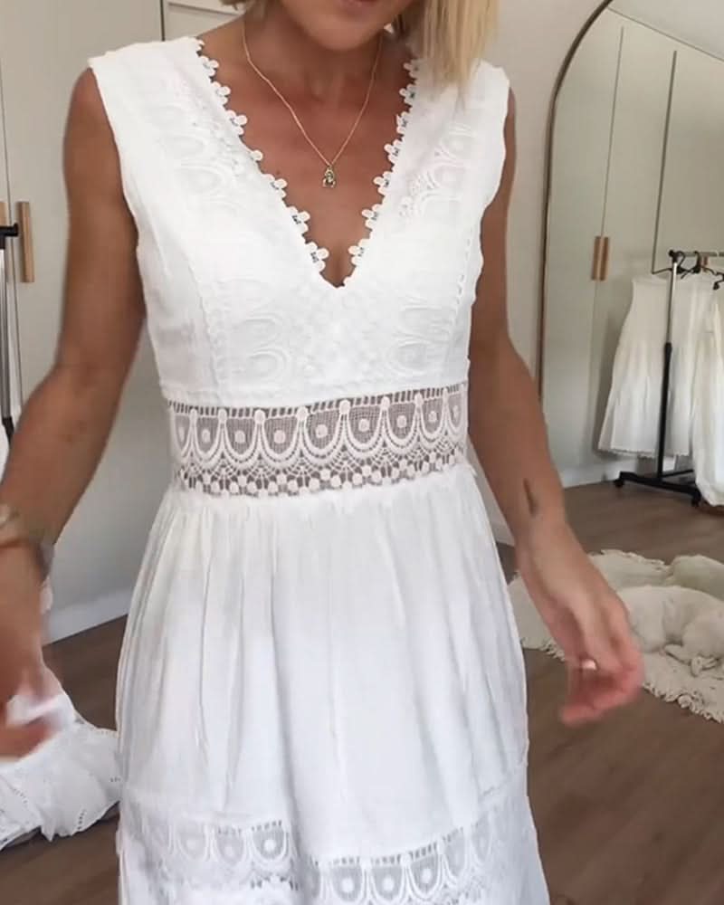 ROSA™ - ROBE CHEMISE EN LACE AVEC DÉCOLLETÉ EN V