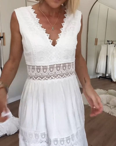 ROSA™ - ROBE CHEMISE EN LACE AVEC DÉCOLLETÉ EN V