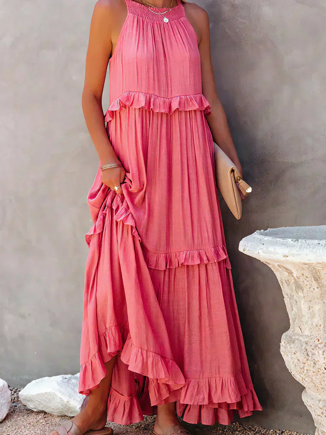 Sarah | Robe Maxi Volante Halter (Quasi épuisé)