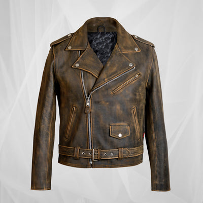 Veste de moto en cuir vintage avec un caractère audacieux