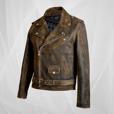 Veste de moto en cuir vintage avec un caractère audacieux