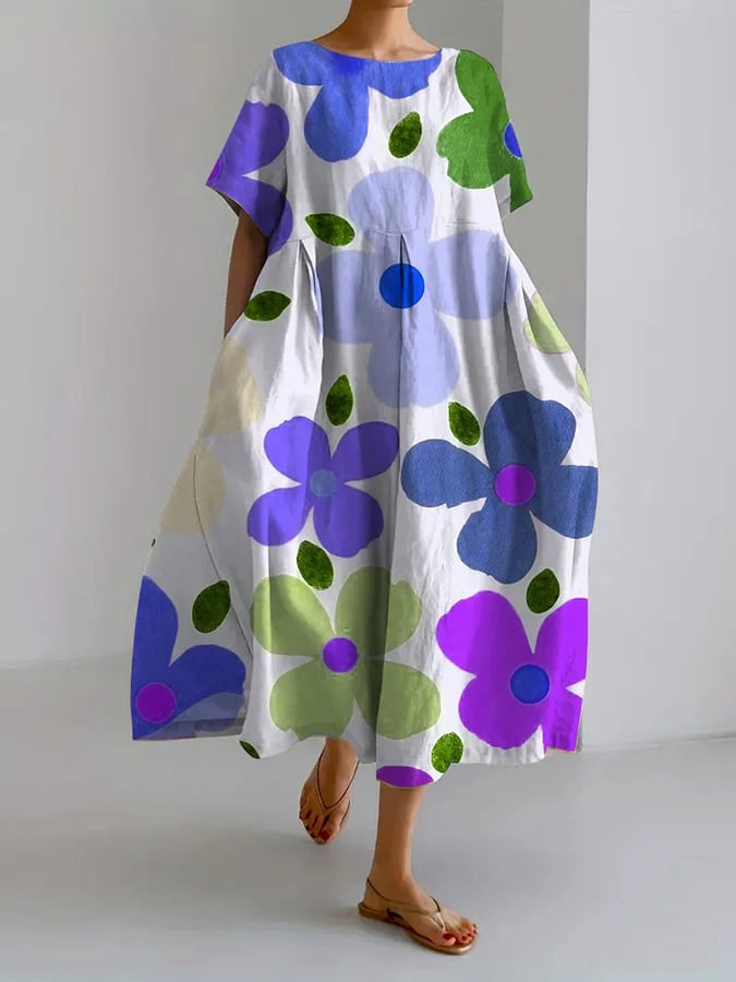 ELIANA | Robe Midi Fleurie avec Style Décontracté et Confort Estival pour des Jours Colorés